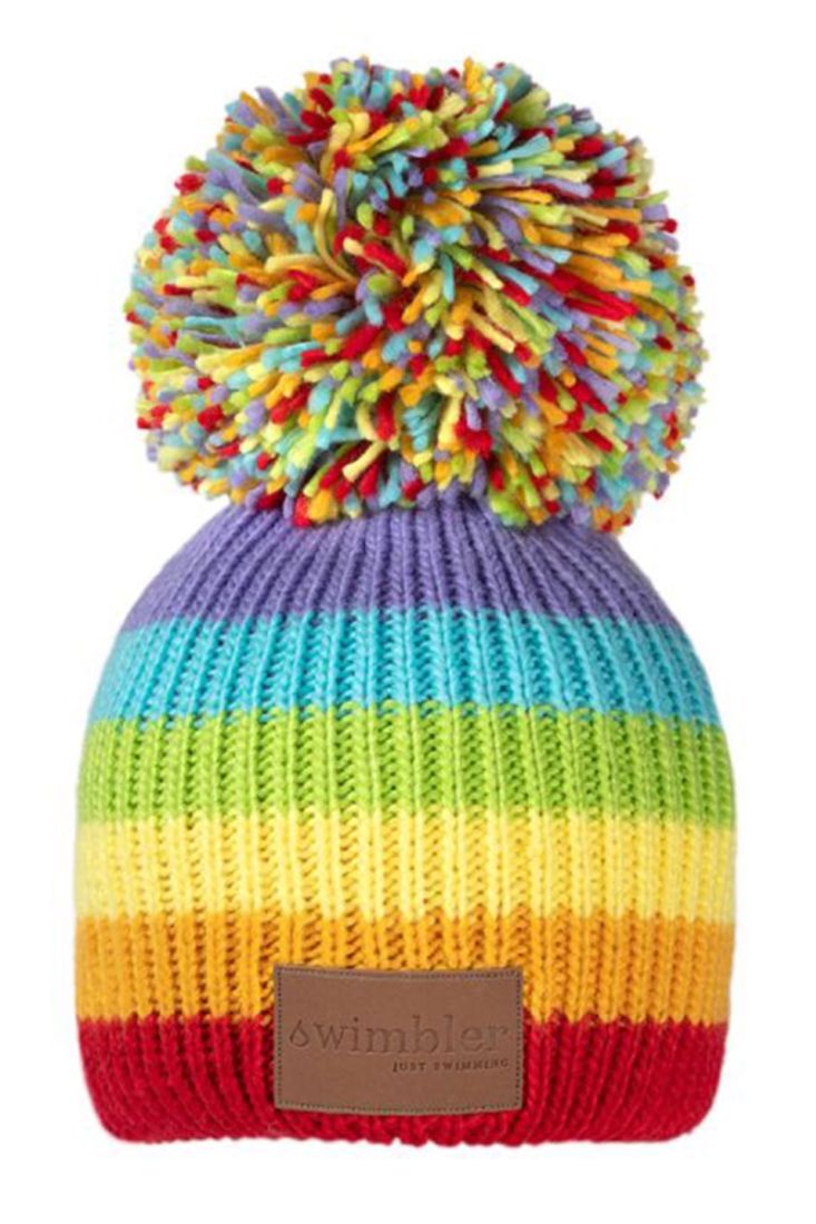 The Hat Depot Kids - Pom Pom Knit Stripe Beanie