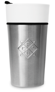 The FCUP - Reusable Thermal  Coffee CUP with lid - Ceramic inner for great tasting coffee and tea